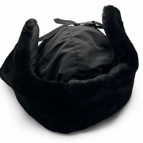 Hurley Black Faux Fur Trapper Ear Cover Winter Snow Outdoors Ski Hat Two Way - Picture 8 of 8